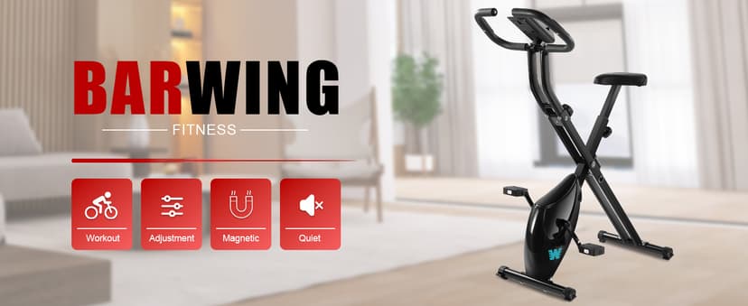 BARWING Stationary Exercise Bike for Home Workout, 5 IN 1 Foldable Indoor Cycling Bike for Seniors, 350LB Capacity, 16-Level Magnetic Resistance, Seat Backrest Adjustments