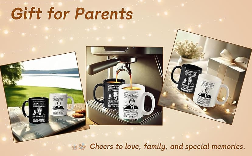 Breezy Valley Mom and Dad Mugs Christmas Gifts for Parents from Daughter Son - New Parent Gifts for Mommy Daddy from Children Kids, Funny Birthday Anniversary Mom and Dad Coffee Mugs Set Gift Ideas