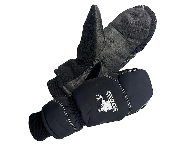 SKYDEER Warm Ski Mittens with Soft Premium Deerskin Leather and 150G 3M Thinsulate Insulation (SD8753M, Unisex)