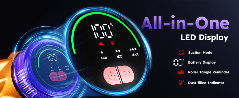 Cordless Vacuum Cleaner, 500W 50KPA 60Mins Vacuum Cleaners for Home, Self-Standing Stick Vacuums with LED Display, Anti-Tangle, Lightweight, Rechargeable Wireless Vacumm for Pet Hair Carpet Floor