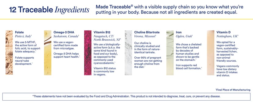 Ritual Essential for Women Prenatal Multivitamin: Folate & Choline for Neural Tube Support, Omega-3 DHA for Fetal Brain Development, Iron, Calcium-Helper D3 & K2, Non-GMO, Vegan, Citrus, 30 Days