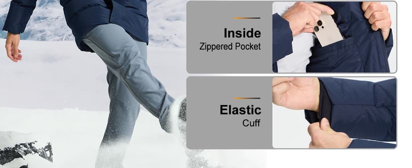 Pioneer Camp Men's Long Winter Coat Parka Hooded Down Jacket Full Zip Up Windproof Jacket Warm Thicken Puffer Jacket