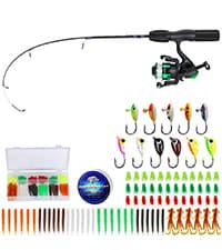 Sougayilang Ice Fishing Rod and Reel Set, Ice Fishing Includes Ice Jigs, Lures, and Essential Tackle,27" Medium/Light Power Ice Spinning Rod,EVA Foam Grip Handle