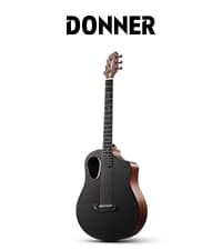 Donner 38" Carbon X Wood Acoustic Guitar Beginner & Intermediate Learner Kits - Carbon Fiber Top, Wooden Body, Durable Solid Guitar with Case, Strap, Steel-String, RISING-G1 (Satin, Brown)