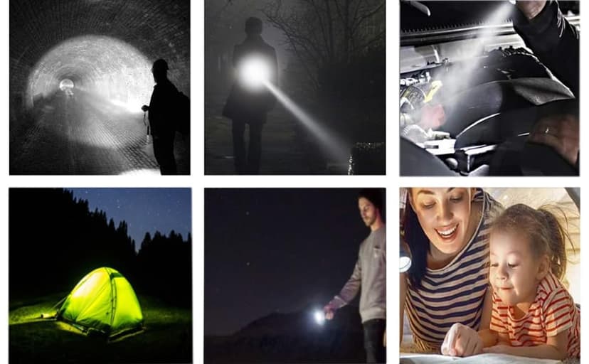 Solar/Rechargeable Multi Function 1000 Lumens LED Flashlight, with Emergency Strobe Light and 1200 Mah Battery, Emergency Power Supply and USB Charging Cable, Fast Charging (1PC)