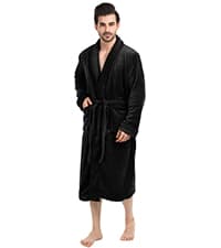 NY Threads Men's Hooded Fleece Bathrobe Plush Long Spa Robe