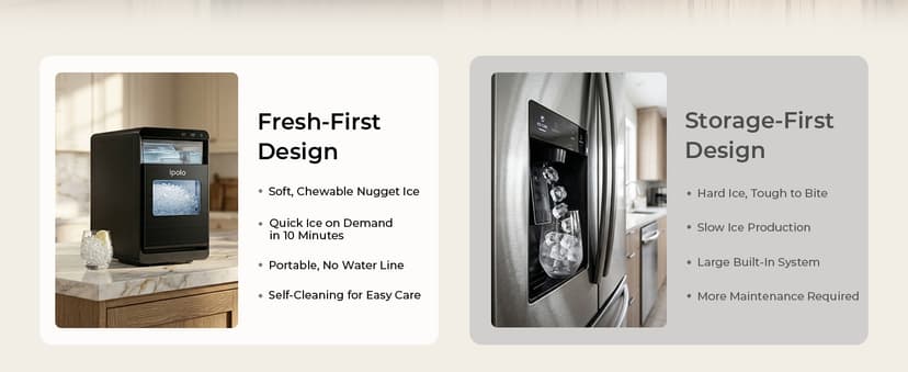 Nugget Ice Maker Countertop: 44lb/Day, Self-Cleaning, Black Stainless Steel, Portable, Soft Chewable Pebble Ice Machine for Home Kitchen, RV & Office