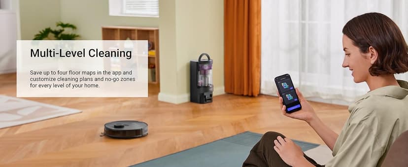 Eureka E20 Evo Plus Robot Vacuum and Mop Combo, 10,000Pa Suction Robot Vacuum Cleaner Bagless Self-Emptying Station, 45-Day Capacity Anti-Hair-Tangling Side Brush Mop Lifting App Control LiDAR Nav