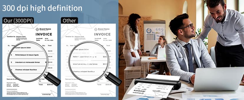 Rongta Portable Printer Wireless for Travel, F82 Inkless Bluetooth Thermal Printers, Compatible with iOS, Android, Laptop, Support 8.5"x11" US Letter&A4 for Office, Home, Car (Black)