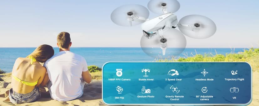 Oddire Drone with Camera - Drones for Adults with 2 Batteries, Carrying Case, 1080P HD Foldable Drone with Stable Hover, Trajectory Flight, Gravity Control, One Key Take Off/Land, 3D Flip, Toys