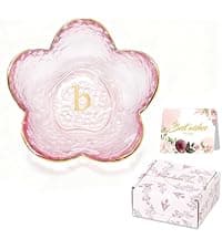 Purple Flower Jewelry Dish Glass Ring Dish Jewelry Tray Cute Vanity Organiser Room Decor Aesthetic Nightstand Bathroom Decor Trinket Dish Ring Holder Valentine's Friendship Birthday Gifts for Women