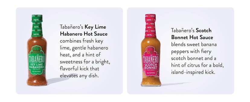 1.7 oz Mini Glass Bottles, Kit Includes Peach Bourbon, Key Lime Habanero, Sweet & Spicy, All Natural, Gluten Free, Low Sodium Tabañero Variety Hot Sauce Gift Set, Kosher, Sriracha Honey, 4-Pack B0CN9P7XD7