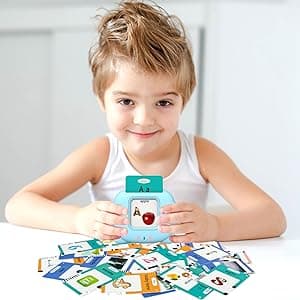 Talking Cards for Toddlers, Speech Therapy Toys Autism Toys, ABC 123 Sight Words Etc, Educational Learning Interactive Toys with Giftable Package (510-blue (New ABC+123+ 3 Songs))