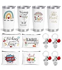 UAREHIBY 12 PCS Teacher Appreciation Gifts in Bulk, 20 OZ Wine Tumbler Teacher Gifts, Graduation Gift with Keychain,Best End of Year Teachers Gift with Cosmetic bag for Women Men