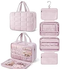 BAGSMART Large Toiletry Bag Travel Bag with Hanging Hook, Water-resistant Makeup Cosmetic Bag Travel Organizer for Accessories, Shampoo, Full Sized Container, Toiletries