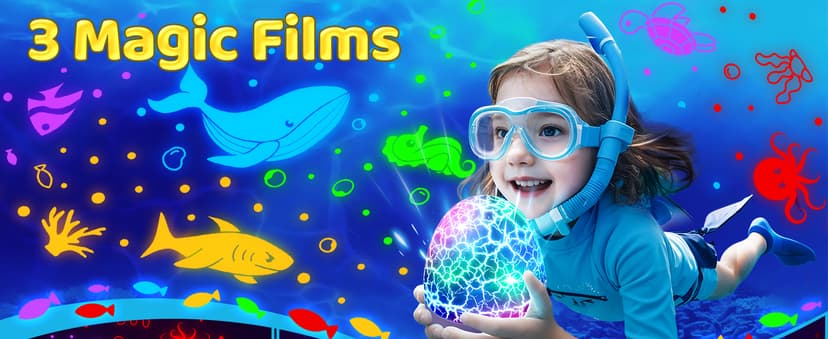 Baby Toys Sensory Toys for Boys Sound Machine Night Light Projector Autism Toys Kids Christmas Gifts | 15 White Noise 3D Films 31Colors Remote Control Night Light for Kids, Baby Boy Gifts Egg Light