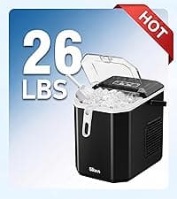 Silonn Ice Maker Countertop, 8 Ice Cubes in 6 Mins, 26.5 lbs/24H, 2 Bullet Ice Sizes, Self-Cleaning Bullet Ice Maker, Portable Ice Machine for Kitchen, Party, Office, and RV Camping