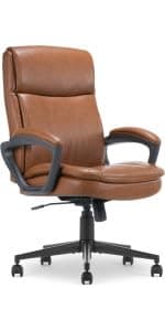 Serta Bryce Executive Office Chair - Ergonomic Computer DeskChair with Lumbar Technology - Adjustable Height - Memory Foam Body Pillows - 360° Swivel Rolling Base - Bonded Leather - Black