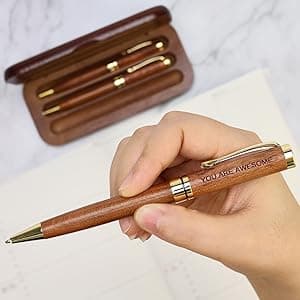 Luxury Wooden Pen Set Thank You Gifts for Women Men Friends Cool Teacher Boss Appreciation Gift for Female Coworkers Nice Engraved Pens Gifts Office Business Pens Work Employee Gratitude Gift