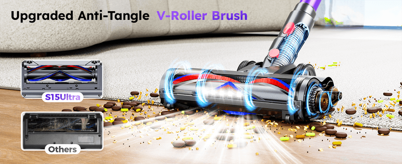 Cordless Vacuum Cleaner, 500W 50KPA 60Mins Vacuum Cleaners for Home, Self-Standing Stick Vacuums with LED Display, Anti-Tangle, Lightweight, Rechargeable Wireless Vacumm for Pet Hair Carpet Floor