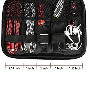MATEIN Electronics Organizer Travel Case, Water Resistant Cable Organizer Bag for Travel Essentials, Gifts for Men, Storage Bag for Camera Accessories, Phone, Cord & Tablet, Black