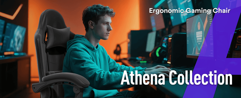 Athena Collection Gaming Chair, Ergonomic Gaming Chair with Footrest & Headrest Lumbar Support, Height Adjustable Swivel Computer Chair Office Chair Adults(Carbon Fiber Black)
