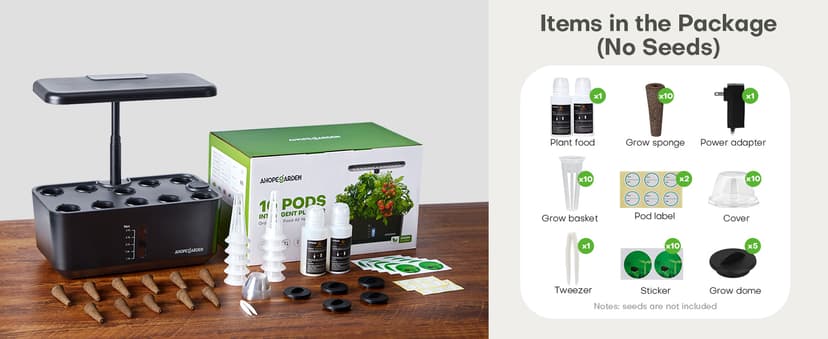 Plant Germination Kit Herb Vegetable Growth Lamp Countertop, Hydroponic Planter Grower Harvest Lettuce for Healthy Home Cooks Ahopegarden Indoor Garden Hydroponics Growing System: 10 Pods Kit with LED B0B6BB4TVC