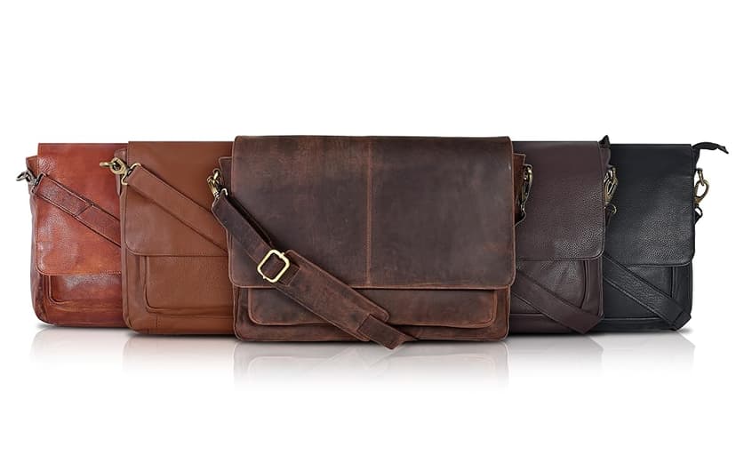 Oak Leathers Leather Messenger Bag for Men and Women - Laptop Briefcase Bag For College, Office, Adjustable Shoulder Strap