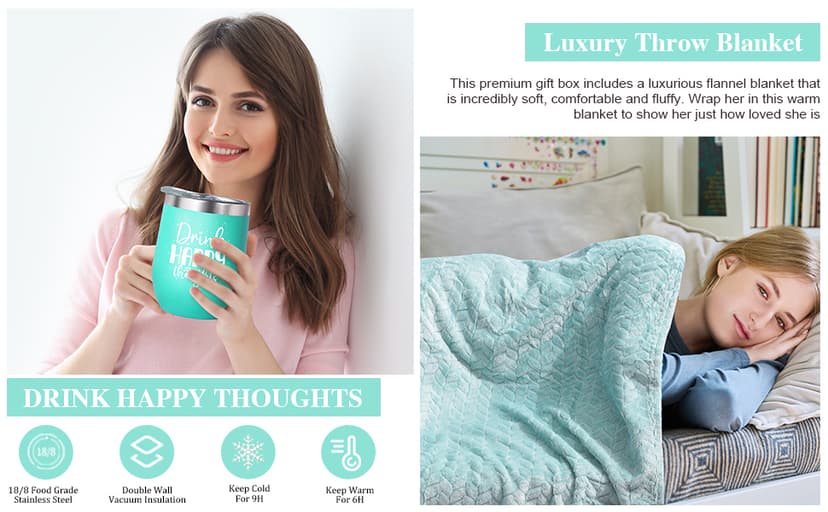 LUCOTIYA Birthday Gifts for Women Self Care Gifts Get Well Soon Gifts,Ocean Relaxing Spa Gift Basket Care Package with Blanket, Idea Thinking of You Gifts for Mom Her Best Friends Sister Wife