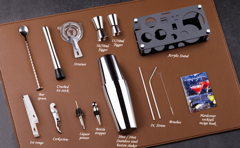 Bar Sets All Practical Bars Accessories, 18/8 Stainless Steel, for Drink Mixing, Bar, Home, Lounge & Party, Gift, Silver Wukuna Cocktail Shaker Bartender Kit, 15 Pcs Bar Tool with Acrylic Stand B0CH9K479X