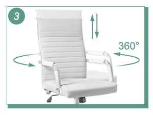 Furmax Ergonomic Office Desk Chair, Executive Ribbed Mid-Back PU Leather Conference Room Chair Adjustable Swivel Chair with Arms (1, White)