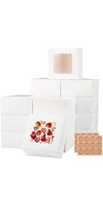 24 Sets Christmas Cookie Boxes with Window Treat and Pastry 9x6x3 Inches Gold Bakery Boxes Container for Gift Giving Christmas Chocolate Covered Strawberries,Donut,Mini Cake Packaging Boxes