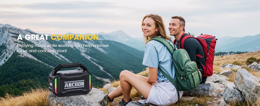 Speakers Bluetooth Wireless: 80W(Peak) Loud Speaker with Bass, 20H Playtime, IPX6 Waterproof, Large Jobsite Speakers for Work, Outdoor, Workshop, Garage, Portable Speaker with TWS (Black)