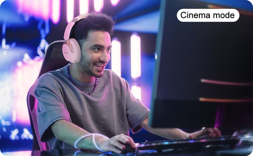 JOMILIN C5 Active Noise Cancelling Headphones, Wireless Over Ear Bluetooth Headphones, 3EQ Modes via Button, 60H Playtime Lightweight Folding Stereo Bass Headset with Mic, for Travel Home Beige White