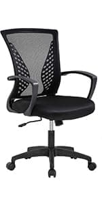 PayLessHere Home Office Chair Desk Computer Chair Adjustable Ergonomic Lumbar Support Armrest Executive with High Density Mesh 360 Degree Swivel Chair for Men Women Adults, Black