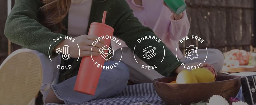 Simple Modern Insulated Tumbler with Lid and Straw | Iced Coffee Cup Reusable Stainless Steel Water Bottle Travel Mug | Gifts for Women Men Her Him | Classic Collection | 24oz | Blue Dune