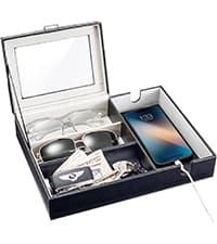 ProCase Gifts for Dad, Wood Phone Docking Station for Men, Dad Gifts From Daughter Son, Mens Nightstand Organizer, Anniversary Birthday Gifts for Dad Father Husband Him -Espresso (Engraved Word)