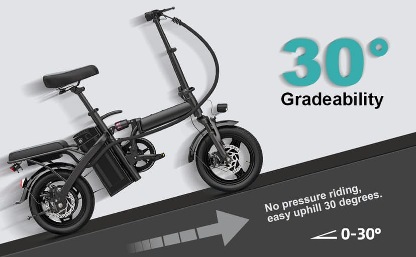 Electric Bike for Adults and Teens, 560-740W Motor, 20-25MPH Compact Commuter Folding Ebike, 32 Miles Range, 48V 10Ah Battery, 3-Level Pedal Assist, 14" Foldable Electric Bicycle, UL 2849 Certified