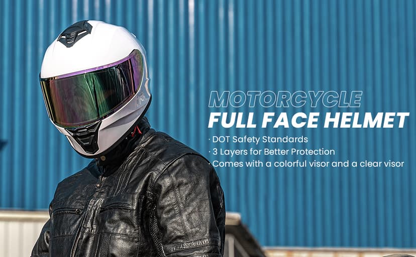 Motorcycle Helmets for Adult Men Women, Full Face Lightweight Street Bike Racing DOT Helmet with Extra Clear Visor Model AU-T801