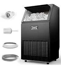 Under Counter Nugget Ice Maker, 70 lbs/Day Nugget Ice Machine, Built-in or Freestanding Ice Maker with 2-Drawer Ice Baskets, Auto-Cleaning & 24H Timer for Home and Bar Use