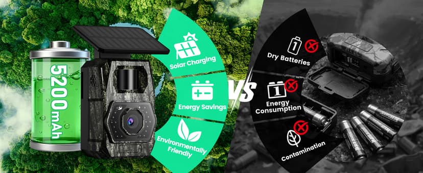 MAXDONE Solar Trail Camera WiFi Bluetooth - 48MP 30fps Game Camera with 5200mAh Rechargeable Battery, 0.1s Trigger Speed Motion Activated Trail Cam IP66 with 32GB TF Card for Wildlife Monitoring