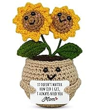 Mom Birthday Gifts, Mother Daughter Gift, Positive Crochet, Handmade Keepsake, Soft Yarn Texture, Cute Tulip Decor OASSIE Mom Gifts from Daughters Sons - Emotional Support Crochet Tulip