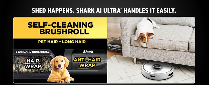 Shark AI Ultra Voice Control Robot Vacuum with Matrix Clean Navigation, Home Mapping, 60-Day Capacity, XL Self-Empty Base for Homes with Pets, Carpet & Hard Floors, Cool Grey