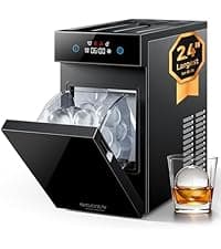 ecozy 2.4" Clear Ice Ball Maker Countertop with CrystalFlux Technology, Minimal Footprint Sphere Ice Maker with 8H Timer, 1 pcs in 40 Mins, 32 pcs/Day, Self-Cleaning for Home Bar Whiskey & Bourbon