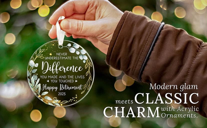 HEXMOZ Retirement Gifts - Retirement Gifts for Women, Men 2025 - Retired Ornament 2025 - Retired Gift for Coworker, Boss, Employee, Teacher, Nurse, Woman, Man - Acrylic Christmas Ornament Keepsake