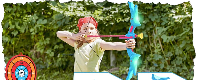 2 Pack of Kids Bow and Arrow Set, Light Up Archery Toy Set with 14 Suction Cup Arrows & Standing Target, Perfect Kids Indoor and Outdoor Toys for 4 5 6 7 8 9 10 Year Girls Boys Birthday Gifts Ideas