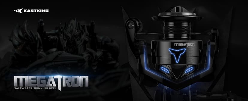 KastKing Megatron Spinning Reel, Freshwater and Saltwater Spinning Fishing Reel, Rigid Aluminum Frame 7+1 Double-Shielded Stainless-Steel BB, Over 30 lbs. Carbon Drag, CNC Aluminum Spool & Handle