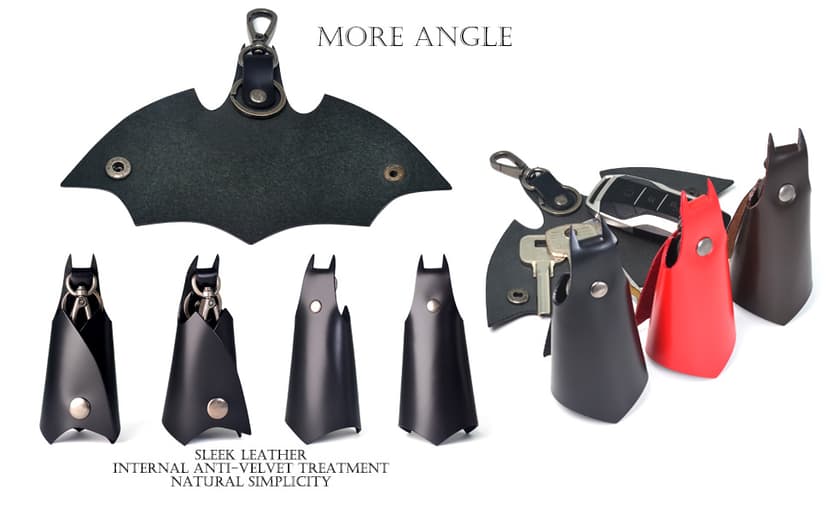 CAILLU KeyChain Leather Bat Shape for men gifts and women Car key fob case,Leather fashion pop keys ring cover holder