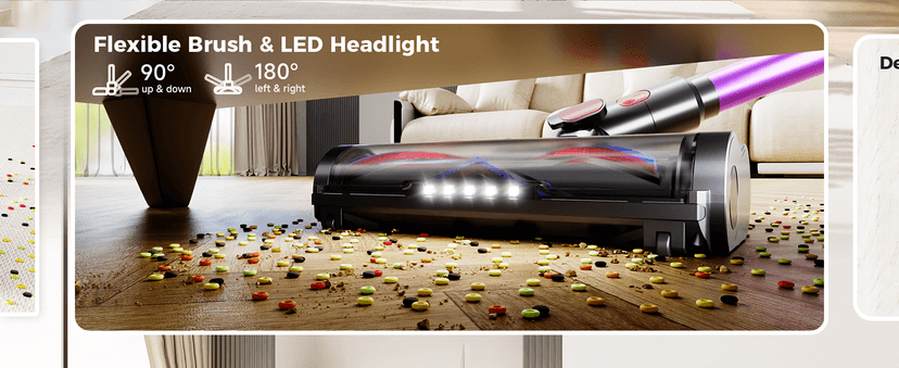 Cordless Vacuum Cleaner, 550W/45Kpa/60Mins Stick Vacuum, Anti-Tangle Vacuum Cleaners for Home with Self-Standing, LDE Display, 8-in-1 Wireless Vacuum for Carpet Pet Hair Hardfloor