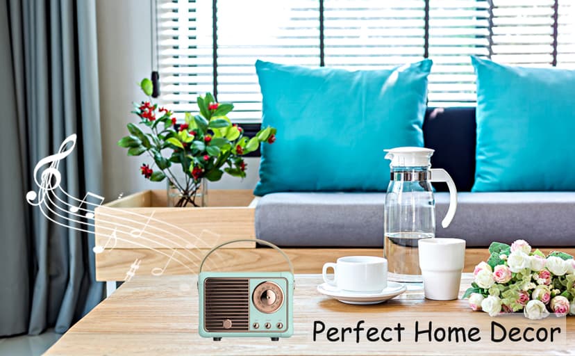 Retro Bluetooth Speaker, Wireless Portable Speaker with Crystal Clear Stereo Sound and Rich Bass, Vintage Decor, Retro Decor, Gifts for Teen Girls Boys Women (Blue)